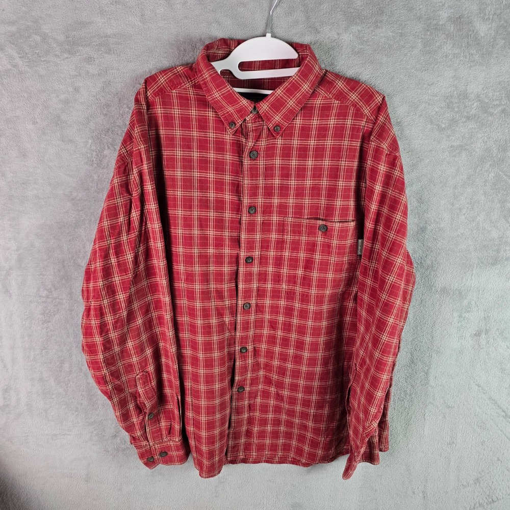 Woolrich Mens Red Plaid Long Sleeve Button Down Shirt Size XL Outdoor Heritage